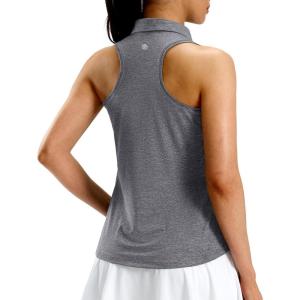 imageG Gradual Womens Golf Shirt Racerback Tank Zip Up Athletic Sleeveless Top Tennis Pickleball Cooling Polo Shirts Lightweight Heather Grey Medium