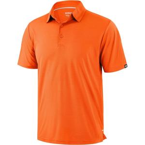 imageMens Golf Shirt Grid Lightweight Short Sleeve Dry Fit Moisture Wicking Performance Athletic Collared Polo Shirts for MenFluorescent Orange