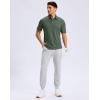 imageMens Golf Shirt Grid Lightweight Short Sleeve Dry Fit Moisture Wicking Performance Athletic Collared Polo Shirts for MenAsh Green