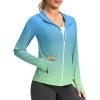 imageG Gradual Womens UPF 50 Sun Protection Hoodie Jacket Lightweight Zip Up Jackets Long Sleeve Shirts for Women Hiking OutdoorGreenYellow Gradient