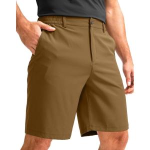 imageG Gradual Mens Casual Shorts 9 Lightweight Golf Shorts for Men Stretch with 3 Pockets Quick Dry Breathable Work ShortsDark BrownL