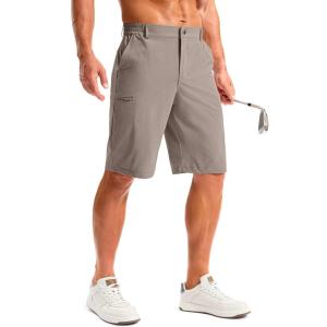 imageG Gradual Mens Golf Shorts 11 Long with 4 Pockets Lightweight Knee Length Elastic Waist Quick Dry Casual Dress Work Shorts Stone Grey XL