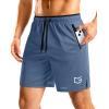 imageG Gradual Mens Gym Workout Shorts Zipper Pockets 5  7 Quick Dry Breathable Runing Athletic Short for MenDusty Blue