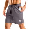 imageG Gradual Mens Gym Workout Shorts Zipper Pockets 5  7 Quick Dry Breathable Runing Athletic Short for MenGrey
