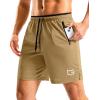 imageG Gradual Mens Gym Workout Shorts Zipper Pockets 5  7 Quick Dry Breathable Runing Athletic Short for MenKhaki