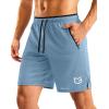 imageG Gradual Mens Gym Workout Shorts Zipper Pockets 5  7 Quick Dry Breathable Runing Athletic Short for MenLight Blue