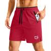imageG Gradual Mens Gym Workout Shorts Zipper Pockets 5  7 Quick Dry Breathable Runing Athletic Short for MenRed