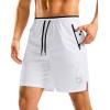 imageG Gradual Mens Gym Workout Shorts Zipper Pockets 5  7 Quick Dry Breathable Runing Athletic Short for MenWhite