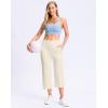 imageG Gradual Womens Capri Pants with Pockets High Waist Yoga Pants Wide Leg Workout Summer Pants for Casual Travel ExerciseCreamy