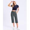 imageG Gradual Womens Capri Pants with Pockets High Waist Yoga Pants Wide Leg Workout Summer Pants for Casual Travel ExerciseDark Grey