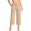 imageG Gradual Womens Capri Pants with Pockets High Waist Yoga Pants Wide Leg Workout Summer Pants for Casual Travel ExerciseKhaki