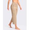 imageG Gradual Womens Capri Pants with Pockets High Waist Yoga Pants Wide Leg Workout Summer Pants for Casual Travel ExerciseKhaki