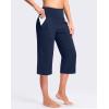 imageG Gradual Womens Capri Pants with Pockets High Waist Yoga Pants Wide Leg Workout Summer Pants for Casual Travel ExerciseNavy Blue