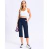 imageG Gradual Womens Capri Pants with Pockets High Waist Yoga Pants Wide Leg Workout Summer Pants for Casual Travel ExerciseNavy Blue