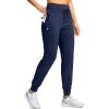 imageG Gradual Womens Fleece Lined Joggers 283032 High Waisted Sweatpants Water Resistant Thermal Warm Pants Zipper PocketsNavy