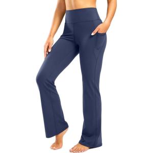 image28303234 Inseam Womens Bootcut Yoga Pants Long Bootleg HighWaisted Flare Pants with PocketsBlue