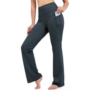 image28303234 Inseam Womens Bootcut Yoga Pants Long Bootleg HighWaisted Flare Pants with PocketsCharcoal
