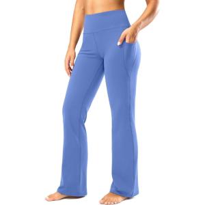 image28303234 Inseam Womens Bootcut Yoga Pants Long Bootleg HighWaisted Flare Pants with PocketsWild Indigo