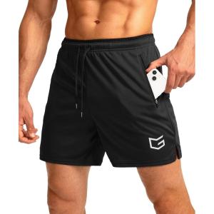 imageG Gradual Mens Gym Workout Shorts Zipper Pockets 5  7 Quick Dry Breathable Runing Athletic Short for MenBlack