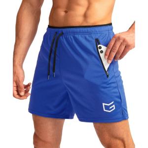 imageG Gradual Mens Gym Workout Shorts Zipper Pockets 5  7 Quick Dry Breathable Runing Athletic Short for MenBlue