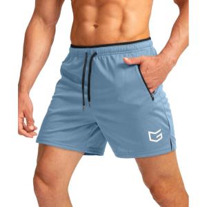 imageG Gradual Mens Gym Workout Shorts Zipper Pockets 5  7 Quick Dry Breathable Runing Athletic Short for MenLight Blue