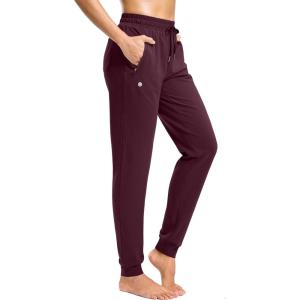 imageG Gradual Womens 303234 Inseam Tall Sweatpants Cotton Joggers with Zipper Pockets Yoga Lounge Athletic Pants for WomenWine