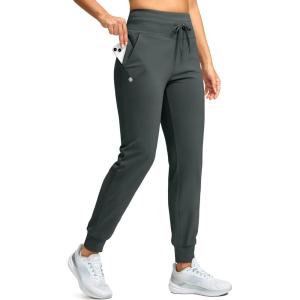 imageG Gradual Womens Fleece Lined Joggers 283032 High Waisted Sweatpants Water Resistant Thermal Warm Pants Zipper PocketsDark Grey