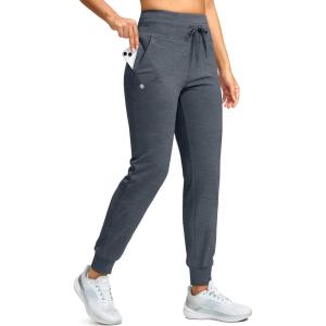 imageG Gradual Womens Fleece Lined Joggers 283032 High Waisted Sweatpants Water Resistant Thermal Warm Pants Zipper PocketsDusty Blue Heather