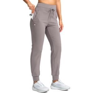 imageG Gradual Womens Fleece Lined Joggers 283032 High Waisted Sweatpants Water Resistant Thermal Warm Pants Zipper PocketsDusty Grey