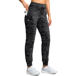 imageG Gradual Womens Fleece Lined Joggers 283032 High Waisted Sweatpants Water Resistant Thermal Warm Pants Zipper PocketsGrey Camo