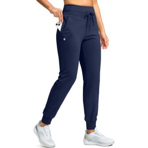 imageG Gradual Womens Fleece Lined Joggers 283032 High Waisted Sweatpants Water Resistant Thermal Warm Pants Zipper PocketsNavy