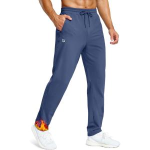 imageMens Fleece Lined Winter Pants 323436 Inseam Tall Sweatpants with Zipper Pockets Warm Athletic Joggers MenBlue