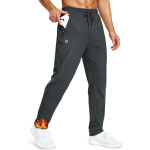 imageMens Fleece Lined Winter Pants 323436 Inseam Tall Sweatpants with Zipper Pockets Warm Athletic Joggers MenDark Grey