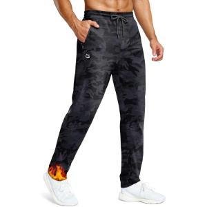 imageMens Fleece Lined Winter Pants 323436 Inseam Tall Sweatpants with Zipper Pockets Warm Athletic Joggers MenGrey Camo