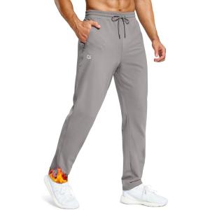 imageMens Fleece Lined Winter Pants 323436 Inseam Tall Sweatpants with Zipper Pockets Warm Athletic Joggers MenLight Grey