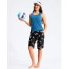 imageG Gradual Womens 13 Long Swim Board Shorts with Pockets High Waisted Quick Dry Beach Swimming Shorts for Women with LinerBlack Floral