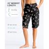 imageG Gradual Womens 13 Long Swim Board Shorts with Pockets High Waisted Quick Dry Beach Swimming Shorts for Women with LinerBlack Floral