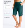 imageG Gradual Womens 13 Long Swim Board Shorts with Pockets High Waisted Quick Dry Beach Swimming Shorts for Women with LinerBlue Green