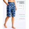 imageG Gradual Womens 13 Long Swim Board Shorts with Pockets High Waisted Quick Dry Beach Swimming Shorts for Women with LinerBlue Leaf