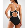 imageG Gradual Womens One Piece Athletic Swimsuit with Adjustable Straps Training Sport Swimwear Modest Bathing Suit for WomenBlackWhite
