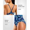 imageG Gradual Womens One Piece Athletic Swimsuit with Adjustable Straps Training Sport Swimwear Modest Bathing Suit for WomenBlue LeafBlue