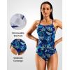 imageG Gradual Womens One Piece Athletic Swimsuit with Adjustable Straps Training Sport Swimwear Modest Bathing Suit for WomenBlue LeafBlue