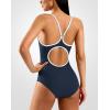 imageG Gradual Womens One Piece Athletic Swimsuit with Adjustable Straps Training Sport Swimwear Modest Bathing Suit for WomenTeam NavyWhite