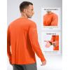 imageMens Sun Protection Long Sleeve Grid Shirts UPF 50 Rash Guard Swim Lightweight Cooling UV ShirtFluorescent Orange
