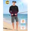 imageMens Sun Protection Long Sleeve Grid Shirts UPF 50 Rash Guard Swim Lightweight Cooling UV ShirtGradient Black Rose