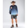 imageMens Sun Protection Long Sleeve Grid Shirts UPF 50 Rash Guard Swim Lightweight Cooling UV ShirtGradient Navy Cyan