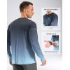 imageMens Sun Protection Long Sleeve Grid Shirts UPF 50 Rash Guard Swim Lightweight Cooling UV ShirtGradient Navy Cyan
