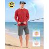 imageMens Sun Protection Long Sleeve Grid Shirts UPF 50 Rash Guard Swim Lightweight Cooling UV ShirtRed