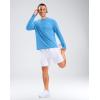 imageMens Sun Protection Long Sleeve Grid Shirts UPF 50 Rash Guard Swim Lightweight Cooling UV ShirtSky Blue