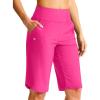 imageG Gradual Womens 13 Long Swim Board Shorts with Pockets High Waisted Quick Dry Beach Swimming Shorts for Women with LinerRosy